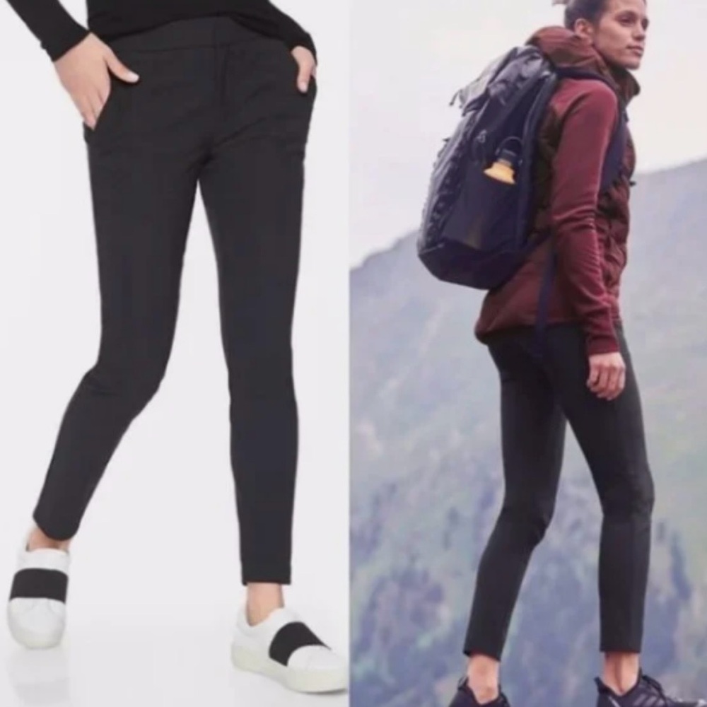 Athleta Wander Stash Skinny Pant Black Stretch Travel Workwear (Size 0)